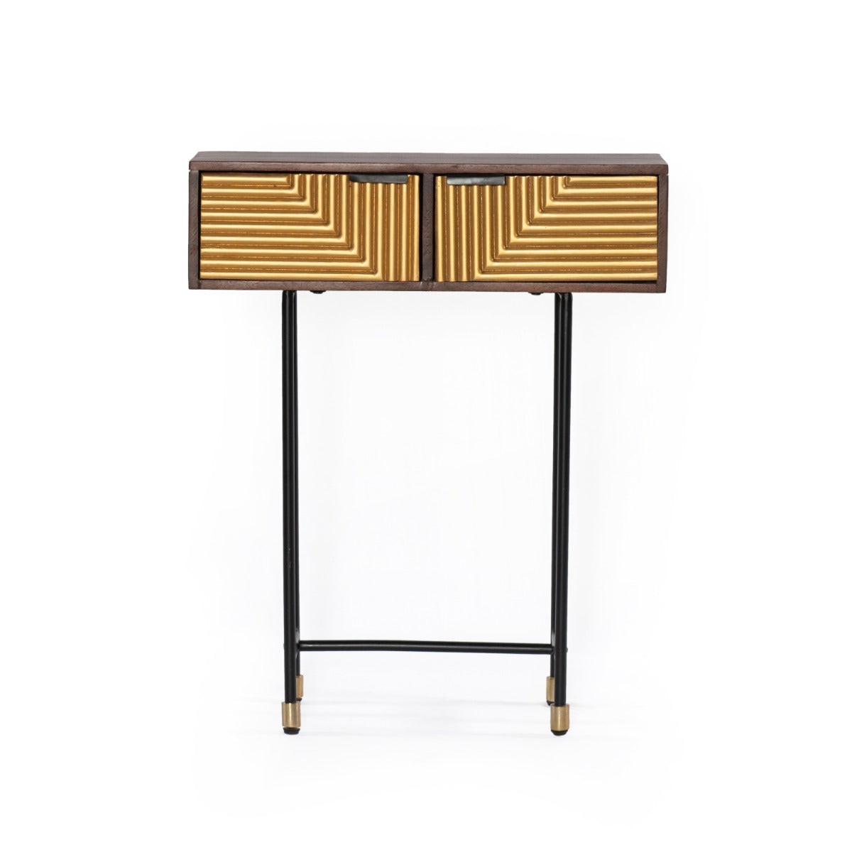 i-catchers Beistelltisch Fluted Side Table Gold 75 cm x 25 cm x 90 cm BadlyBitten