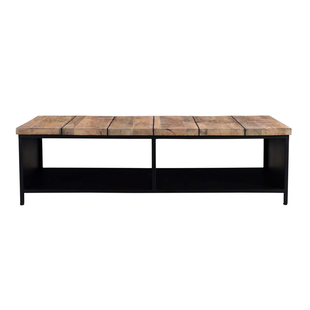 i-catchers Couchtisch Barn Coffee Table With 2 Open Space Natural 150 cm x 70 cm x 43 cm BadlyBitten