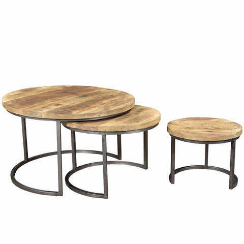 i-catchers Couchtisch Set Of 3 Tables Natural 77 cm x 77 cm x 41 cm BadlyBitten