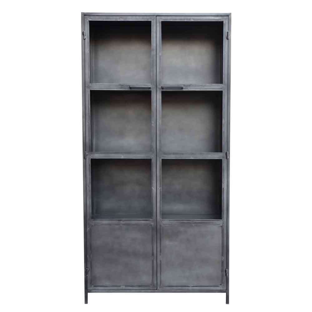 i-catchers Regal Rough 2 Door Glass Cabinet Black 100 cm x 40 cm x 200 cm BadlyBitten