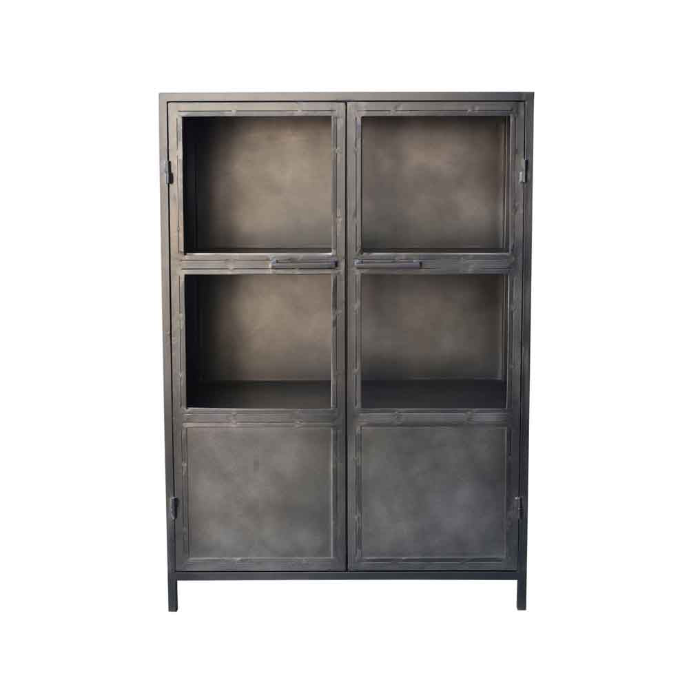 i-catchers Regal Rough 2 Door Glass Cabinet Small Black 80 cm x 40 cm x 120 cm BadlyBitten